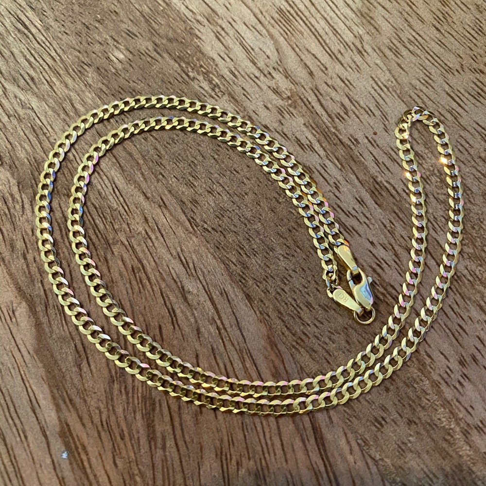 16” 14k solid curb chain necklace